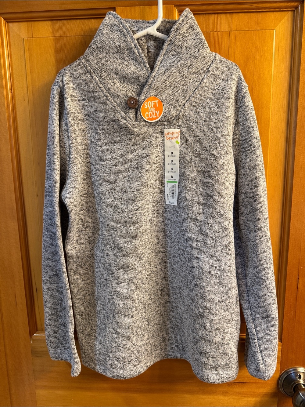 jumping beans Heather Gray Shawl Collar Pullover Sweater Size 8 NWT